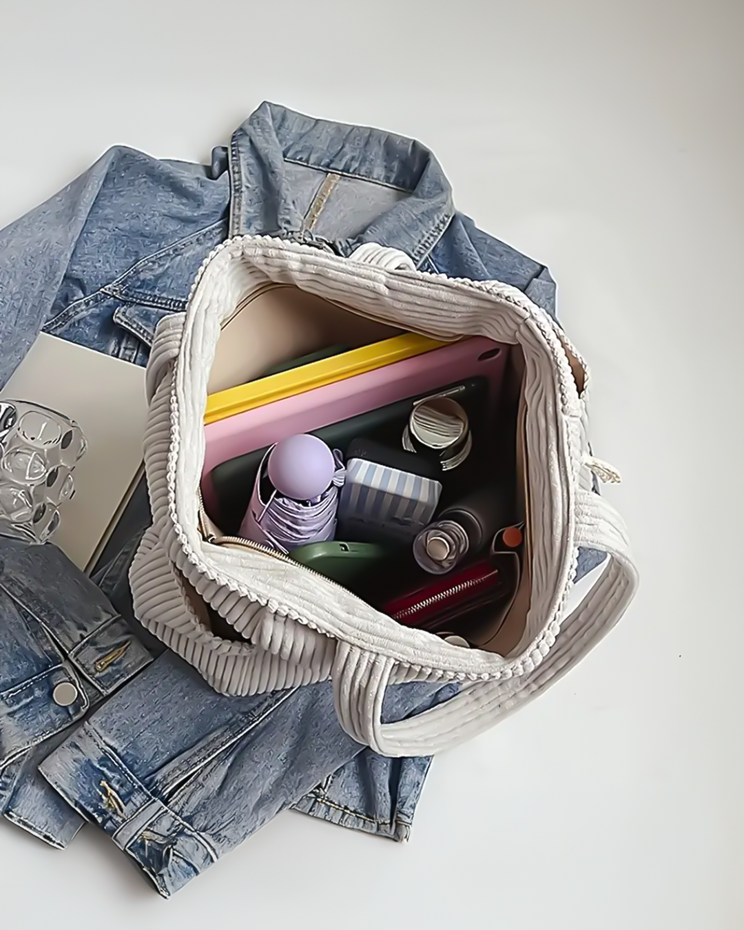 Tilda™ | Ribbet bæreveske med snoredetaljer